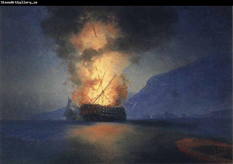 Ivan Aivazovsky Exploding Ship